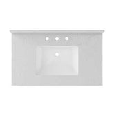 Craft + Main QZ37228CVR Vanity Top, 22 in OAL, 37 in OAW, Ceramic/Quartz, Carrara Vita, Undermount Sink, 1-Bowl